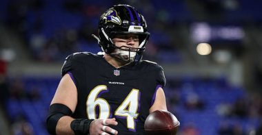 C Tyler Linderbaum con los Baltimore Ravens. Foto: Getty Images.