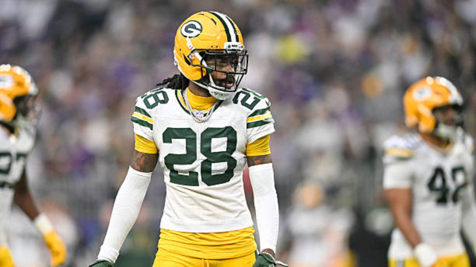 CB Trevon Diggs con los Green Bay Packers en enero de 2026. Foto: Getty Images.
