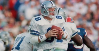 QB Troy Aikman con los Dallas Cowboys en el Super Bowl XXVII