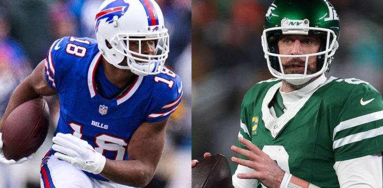 WR Amari Cooper con los Buffalo Bills; QB Aaron Rodgers con los New York Jets