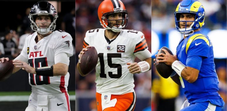 QB Kirk Cousins, Atlanta Falcons; QB Joe Flacco, Cleveland Browns; y QB Jimmy Garoppolo, Los Angeles Rams