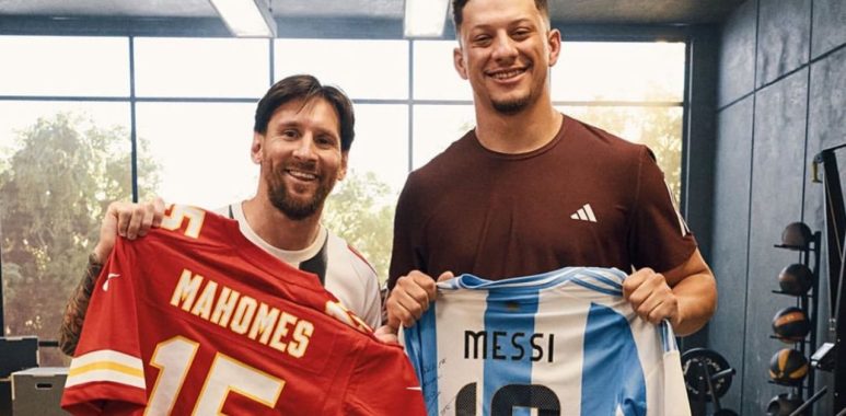 Patrick Mahomes y Lionel Messi en comercial de Adidas