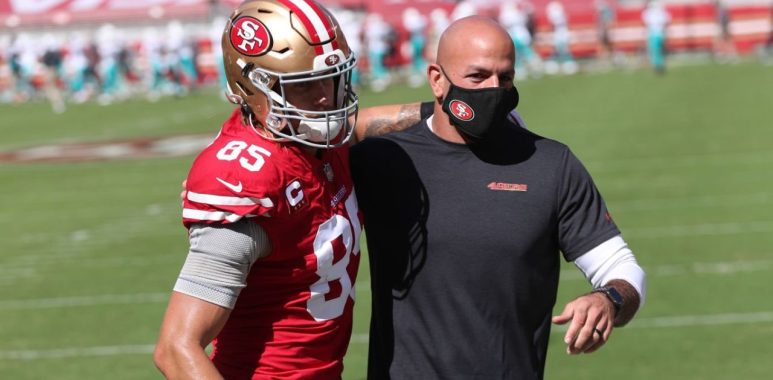 TE George Kittle y DC Robert Saleh con los San Francisco 49ers en octubre de 2020