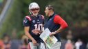 QB Drake Maye y HC Mike Vrabel. Foto: Adam Glanzman/Getty Images