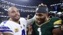 QB Dak Prescott, Dallas Cowboys; y DE Micah Parsons, Green Bay Packers. Foto: Sam Hodde/Getty Images