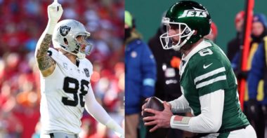 DE Maxx Crosby, Las Vegas Raiders; QB Aaron Rodgers, New York Jets