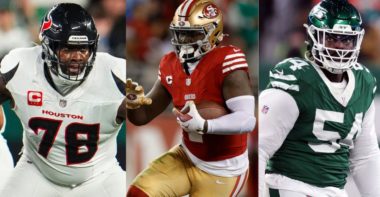 OT Laremy Tunsil con los Houston Texans; WR Deebo Samuel con los aSan Francisco 49ers; DT Javon Kinlaw con los New York Jets