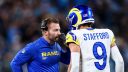 HC Sean McVay y QB Matthew Stafford, Los Angeles Rams. Foto Getty Images