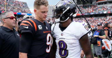 QB Joe Burrow (izquierda) y QB Lamar Jackson (derecha)