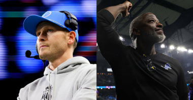 Ben Johnson, ex coordinador ofensivo de Lions (izquierda), Aaron Glenn, ex coordinador defensivo de Lions (derecha)