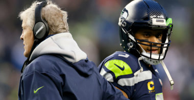 HC Pete Carroll (izquierda), QB Russell Wilson (derecha) juntos en su etapa en los Seattle Seahawks