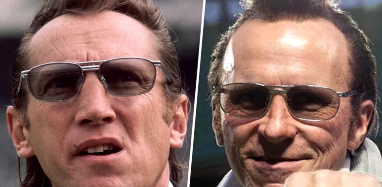 Al Davis (izquierda) y Christian Bale (derecha)