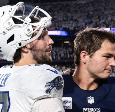 QB Josh Allen, Buffalo Bills; y QB Drake Maye, New England Patriots. Foto: Getty Images