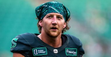 LB Jayden Dalke con los Saskatchewan Roughriders. Foto: Getty Images.