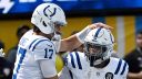 QB Daniel Jones y RB Jonathan Taylor, Indianapolis Colts. Foto: Getty Images