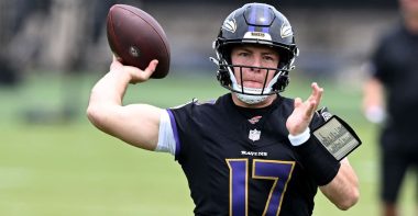 QB Diego Pavia con los Baltimore Ravens. Foto: Getty Images.