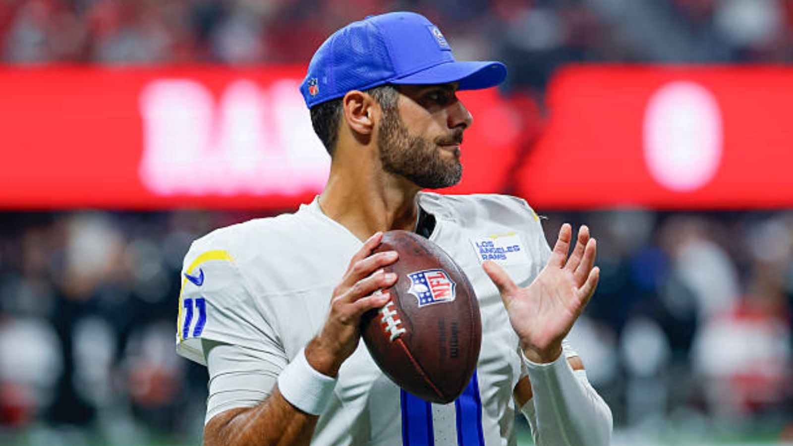 QB Jimmy Garoppolo con Los Angeles Rams en diciembre de 2025. Foto: Getty Images.