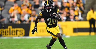 RB Kaleb Johnson con los Pittsburgh Steelers. Foto: Getty Images.