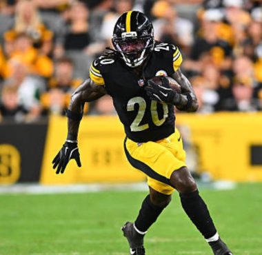 RB Kaleb Johnson con los Pittsburgh Steelers. Foto: Getty Images.