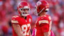 TE Travis Kelce y QB Patrick Mahomes, Kansas City Chiefs. Foto: Getty Images.