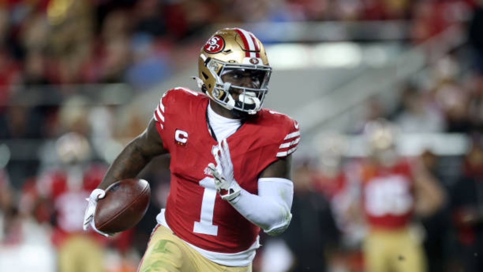 WR Deebo Samuel con los San Francisco 49ers en 2024. Foto: Getty Images.