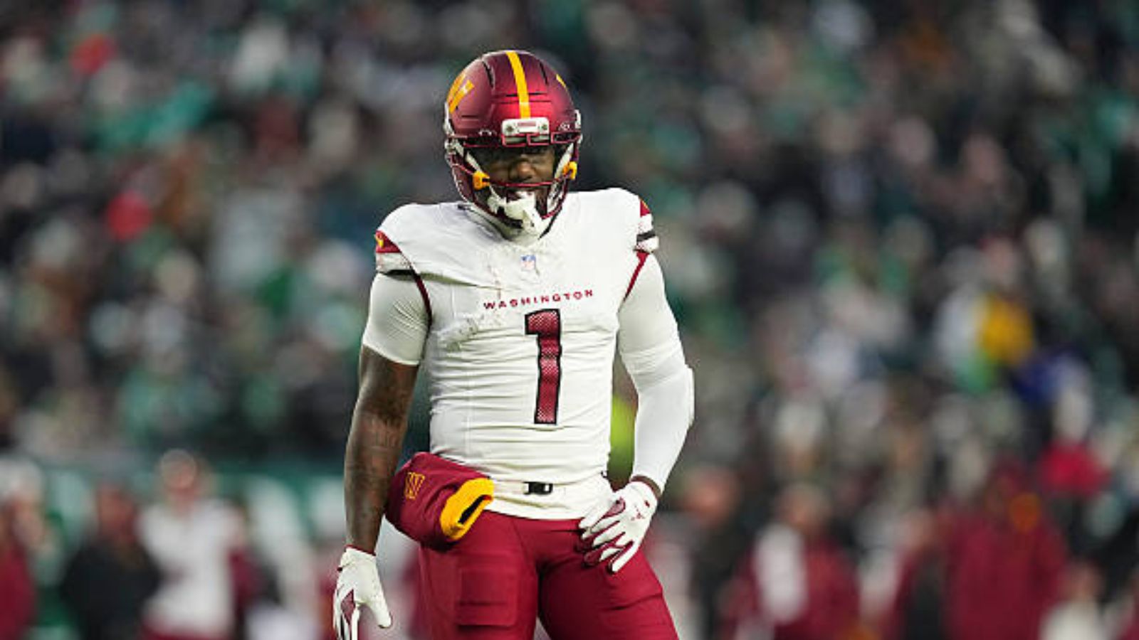 WR Deebo Samuel con los Washington Commanders en enero de 2026. Foto: Getty Images.