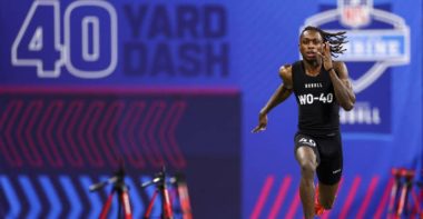 WR Xavier Worthy, Kansas City Chiefs, en la prueba de 40 yardas del Scouting Combine NFL. Foto: Getty Images.