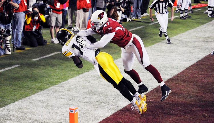 WR Santonio Holmes (#10) en el Super Bowl XLIII. Foto: Getty Images.