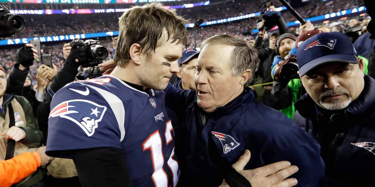 QB Tom Brady junto al HC Bill Belichick en los Patriots